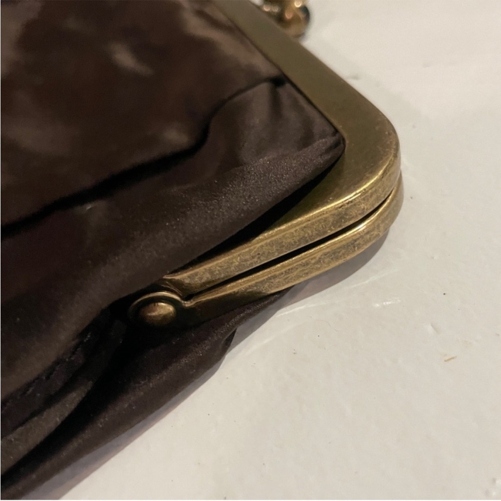 Vintage J.Crew Satin Kiss-Lock Evening Clutch w Mirror - Picture 11 of 12